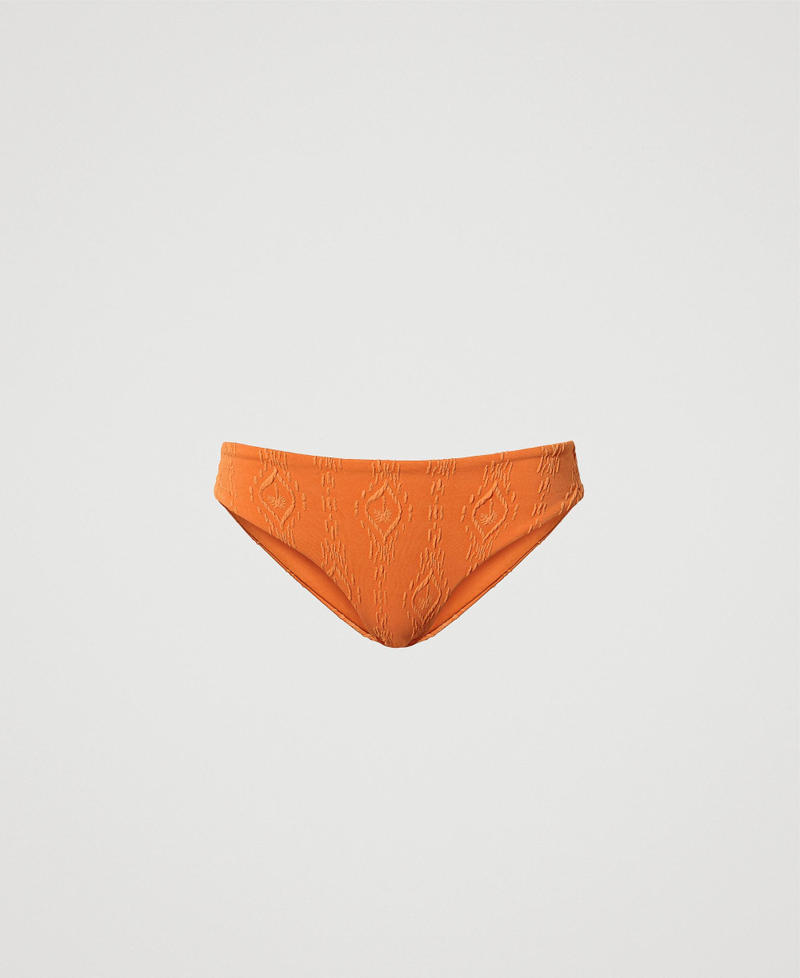 Brazilian-Bikinihose mit eingeprägtem Dessin "Summer Orange" Frau 241LMMV77-0S