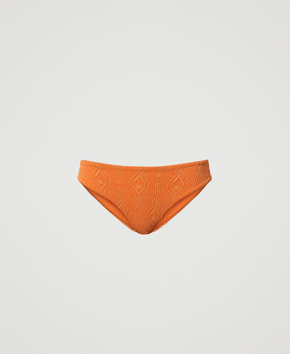 Brazilian bikini bottom with embossed design "Summer Orange" Woman 241LMMV77_03366_S0