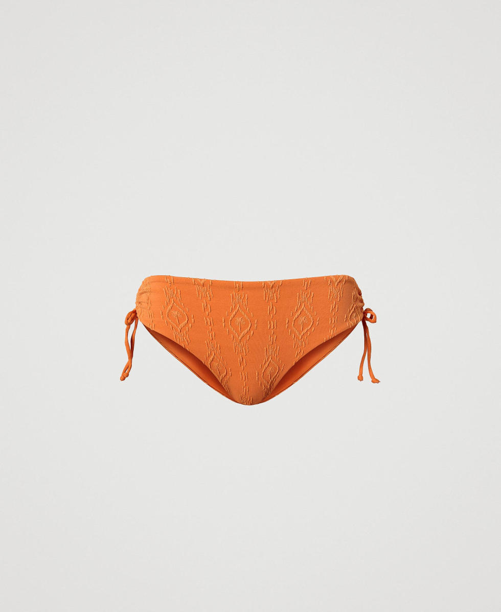 Bikini bottom with embossed design and drawstring "Summer Orange" Woman 241LMMV99_03366_S0