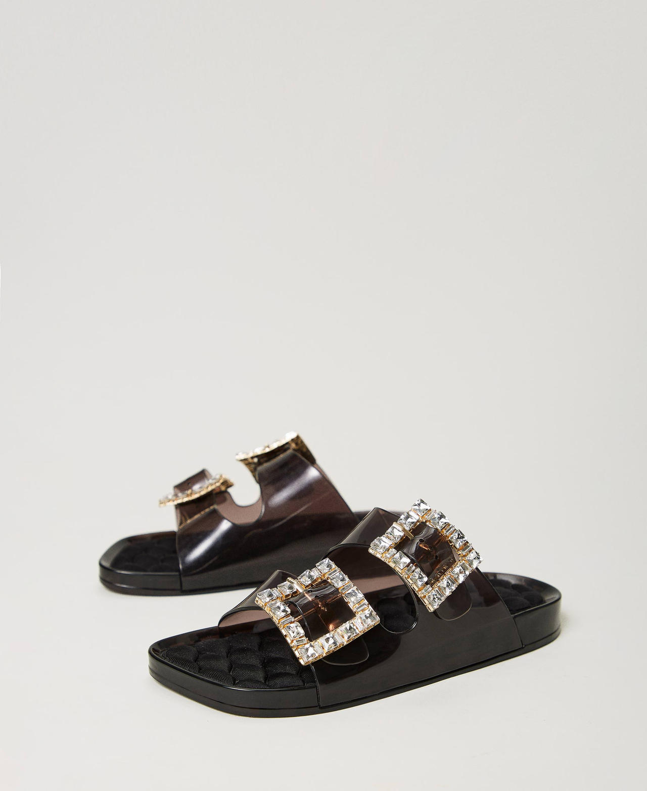 Slides with jewel buckle Black Woman 241LMT012_00006_02