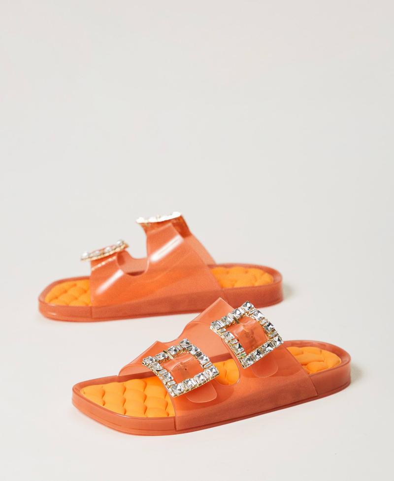 Sandales slides avec boucles bijoux Noir Femme 241LMT012-02