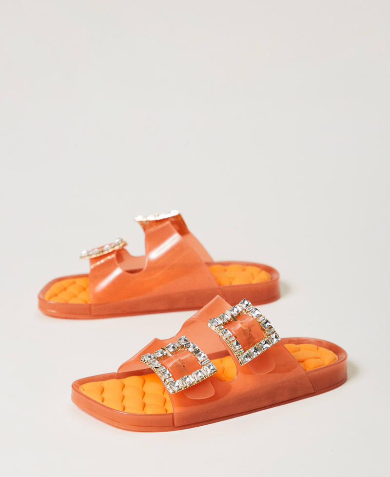 Slides with jewel buckle "Summer Orange" Woman 241LMT012_03366_02