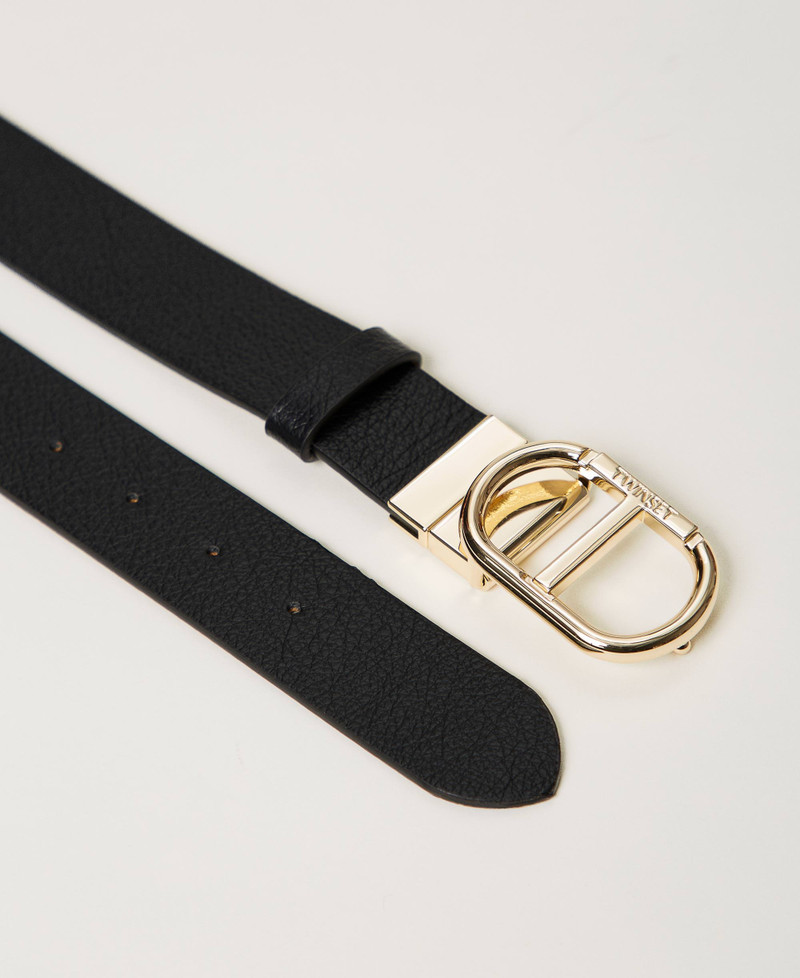 Cintura reversibile con fibbia Oval T a scatto Donna, Nero | TWINSET Milano