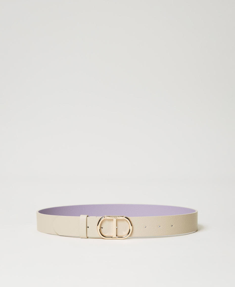 Reversible belt with snap Oval T buckle Two-tone Snow / "Campanula" Purple Woman 241TA4080-01
