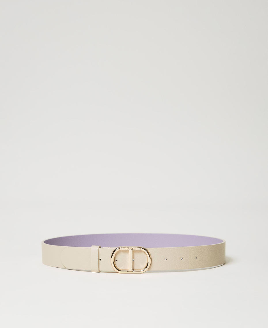 Reversible belt with snap Oval T buckle Two-tone Snow / "Campanula" Purple Woman 241TA4080_11363_01