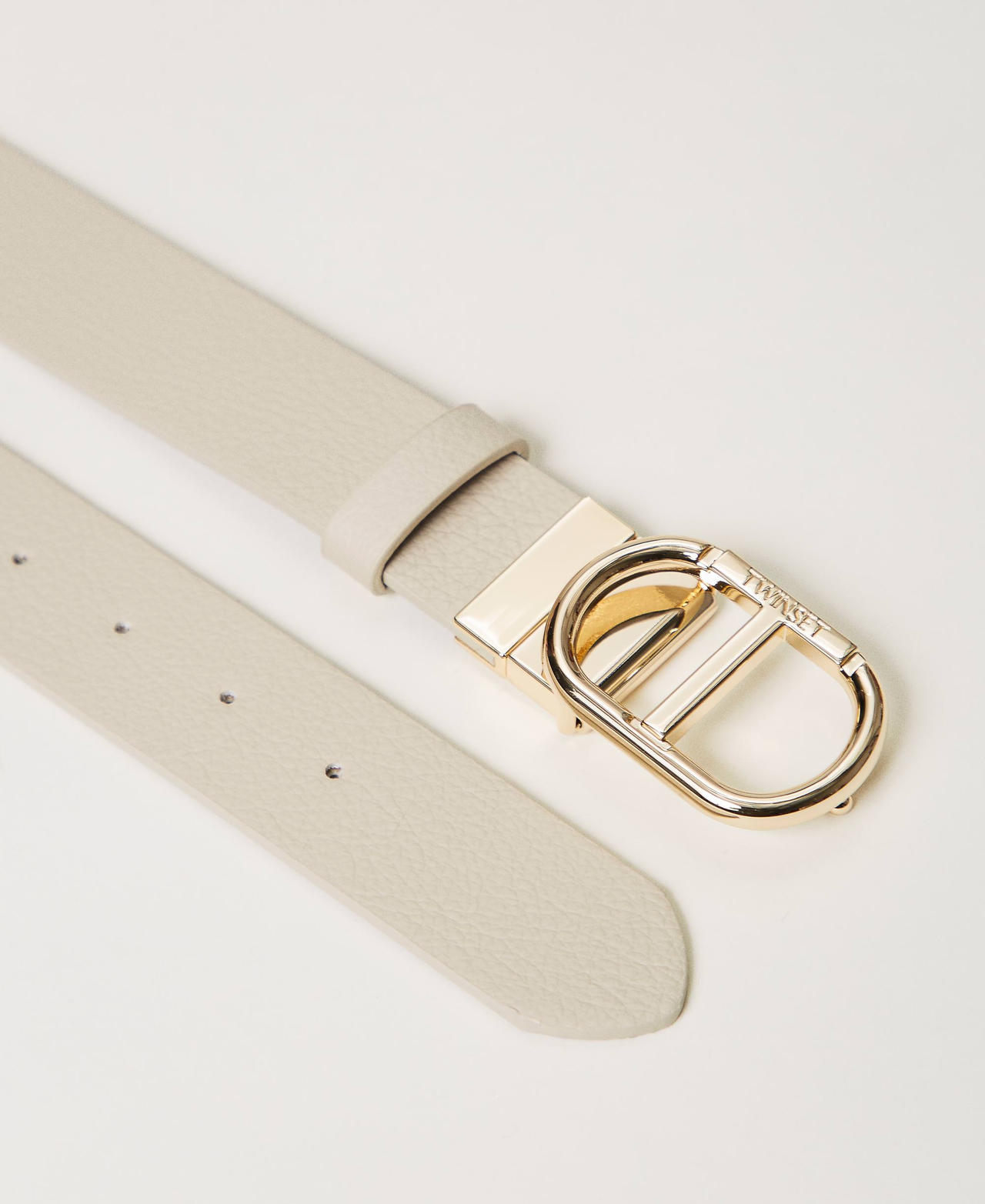 Reversible belt with snap Oval T buckle Two-tone Snow / "Campanula" Purple Woman 241TA4080_11363_02