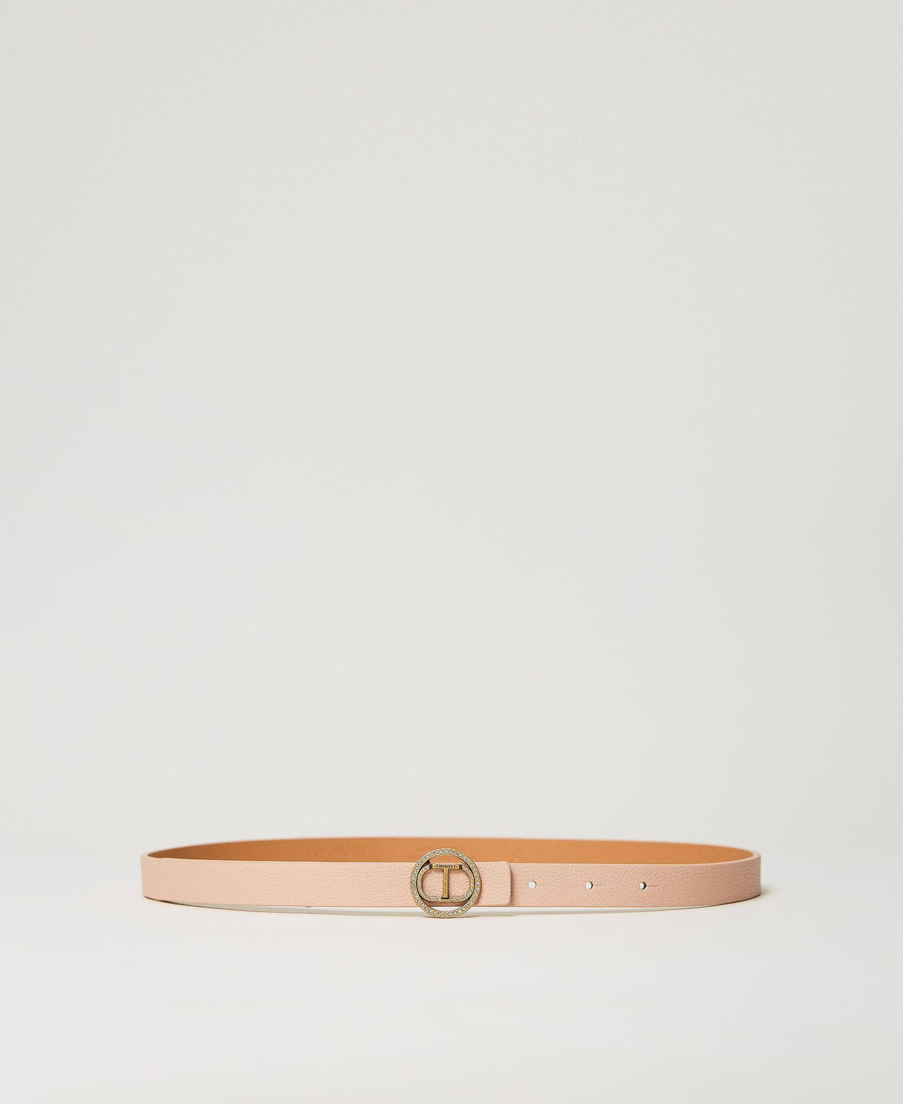 Thin belt with Oval T buckle and rhinestones