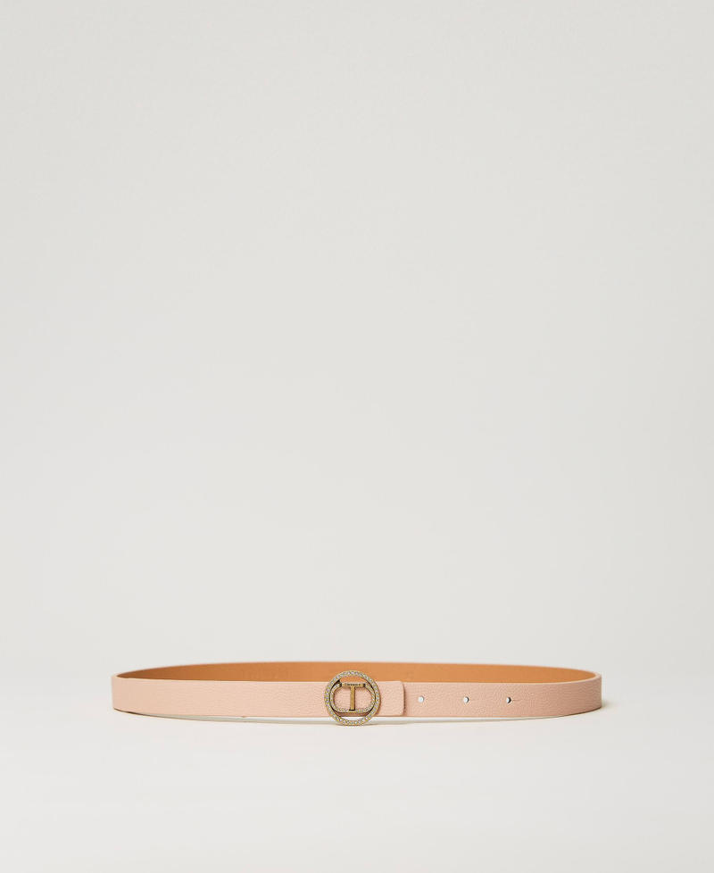 Thin belt with Oval T buckle and rhinestones