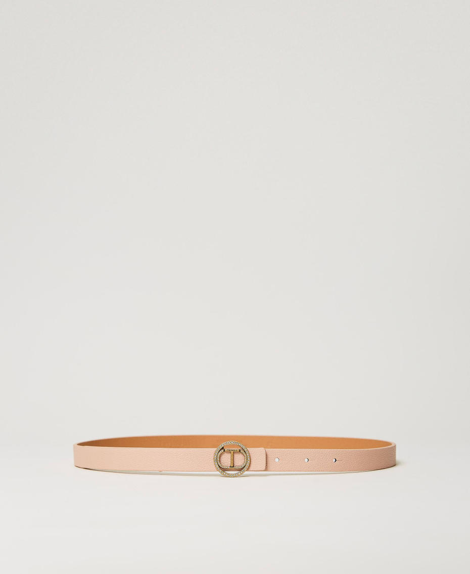 Thin belt with Oval T buckle and rhinestones