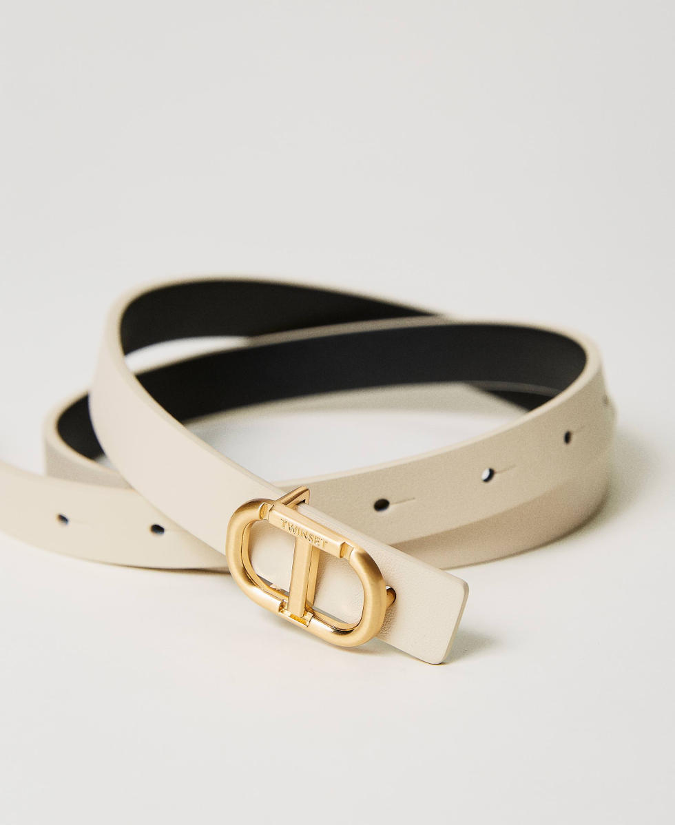 Ceinture reversible taille basse avec Oval T Femme Noir TWINSET Milano