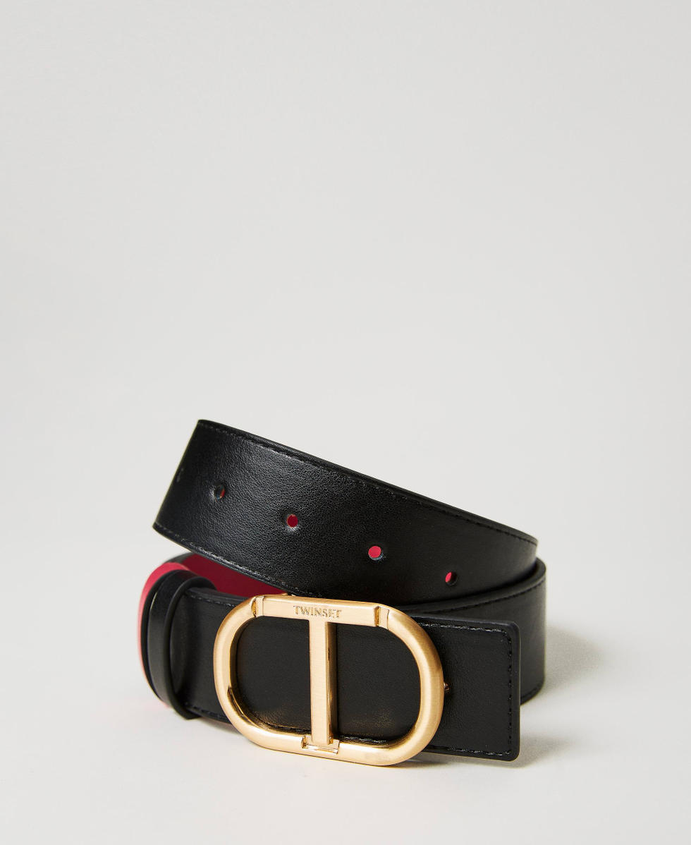 Reversible belt with double loop Woman Black TWINSET Milano