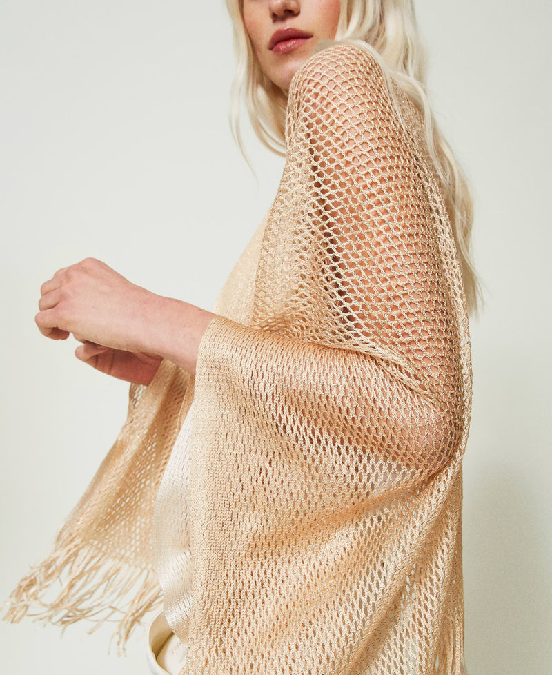 Lurex poncho shrug "Almond Milk&rdquo; Beige Woman 241TA4260_11308_01