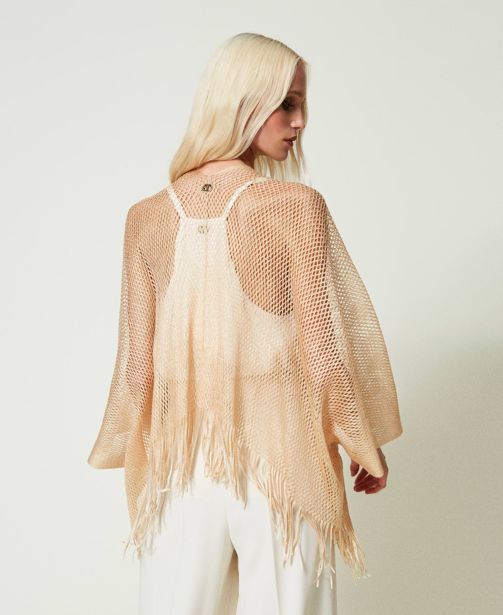Lurex poncho shrug "Almond Milk" Beige Woman 241TA4260_11308_04