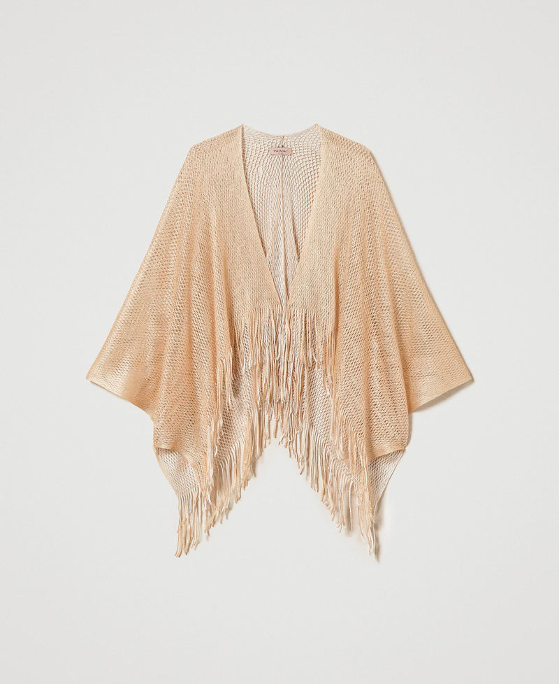 Lurex poncho shrug "Almond Milk&rdquo; Beige Woman 241TA4260_11308_S0