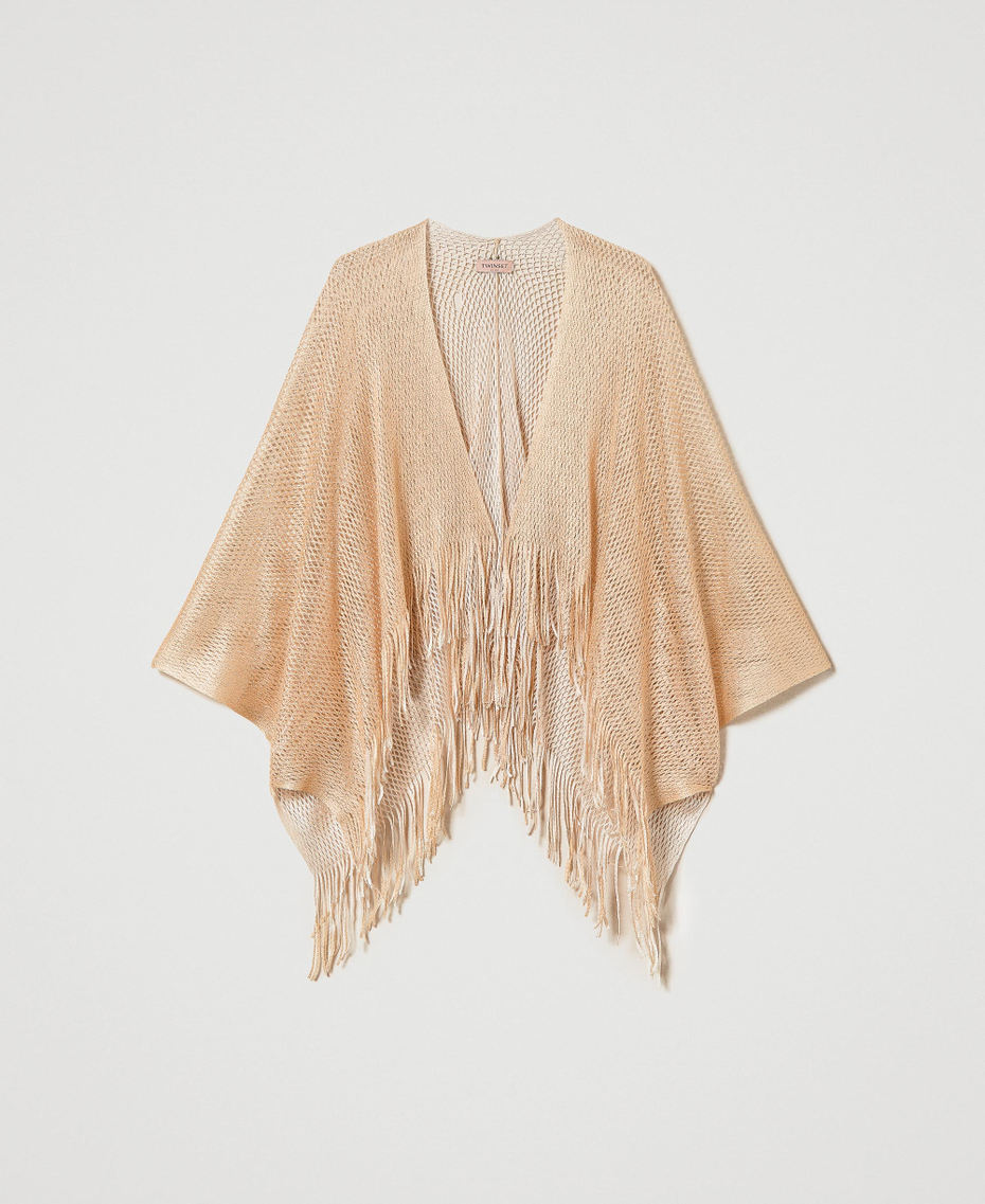 Lurex poncho shrug "Almond Milk&rdquo; Beige Woman 241TA4260_11308_S0