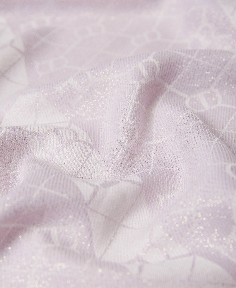 Jacquard kefiah with Oval T and lurex Bellflower Lilac Woman 241TA4400-02