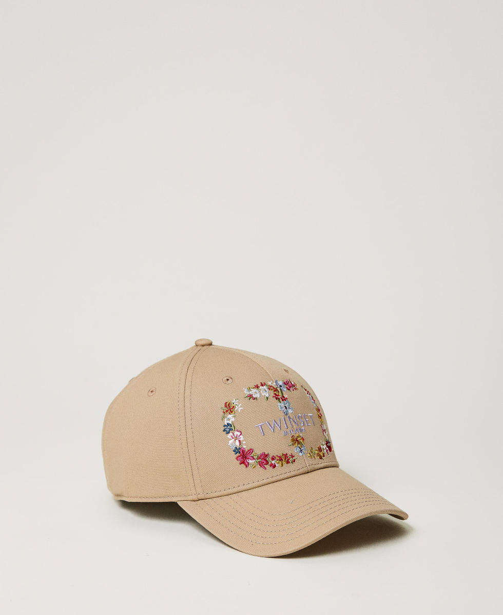Baseball cap with floral Oval T "Hazelnut&rdquo; Brown Woman 241TA4430_10282_01