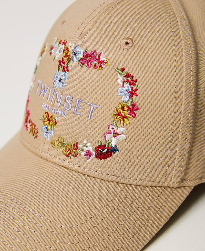 Baseball cap with floral Oval T "Hazelnut” Brown Woman 241TA4430-03