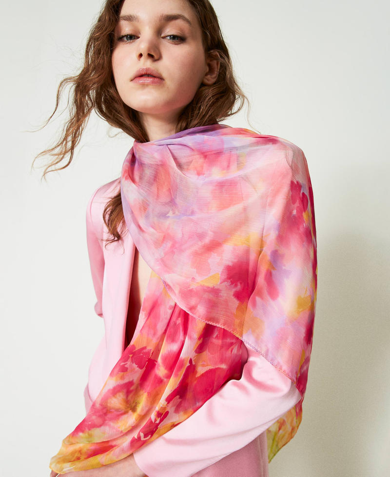 Stola aus Georgette mit Blumenprint