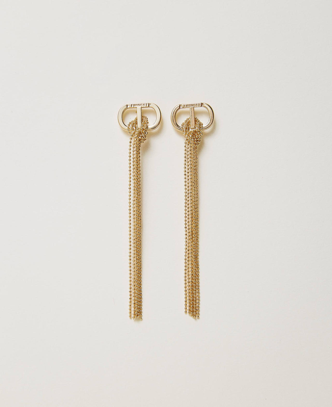 Oval T earrings and fringes New Gold Woman 241TA4500_10630_01