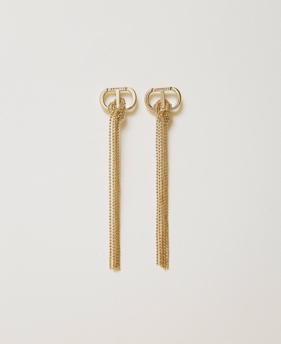 Oval T earrings and fringes New Gold Woman 241TA4500_10630_01