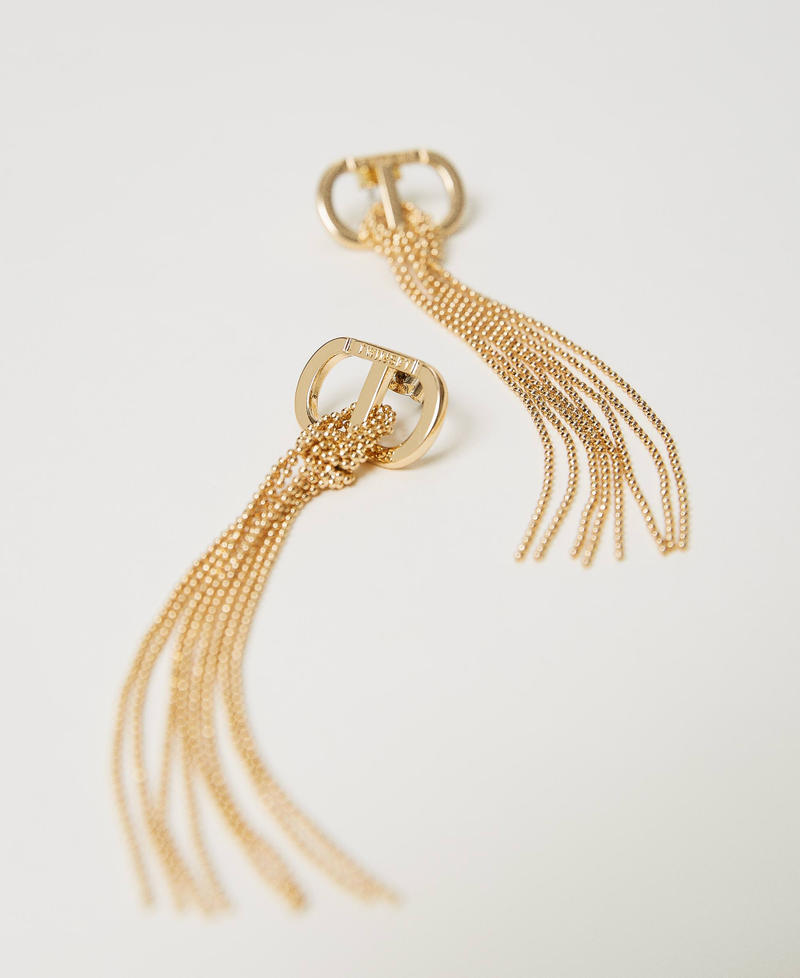 Oval T earrings and fringes New Gold Woman 241TA4500-02