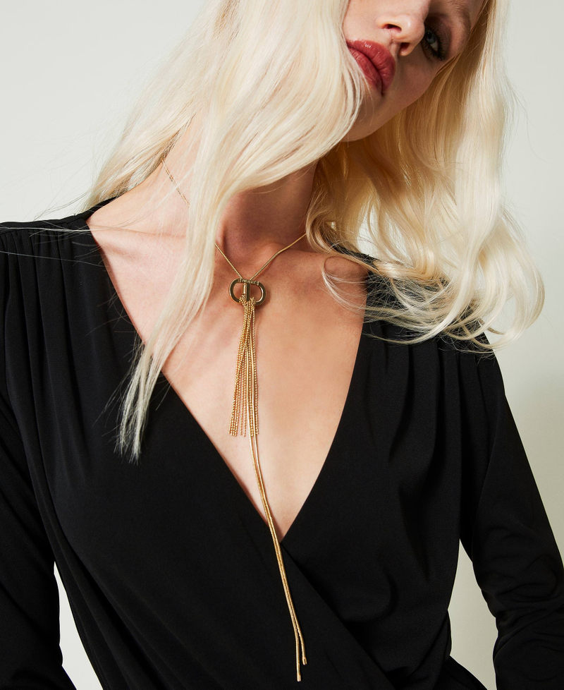 Oval T necklace with fringes New Gold Woman 241TA4501_10630_S0