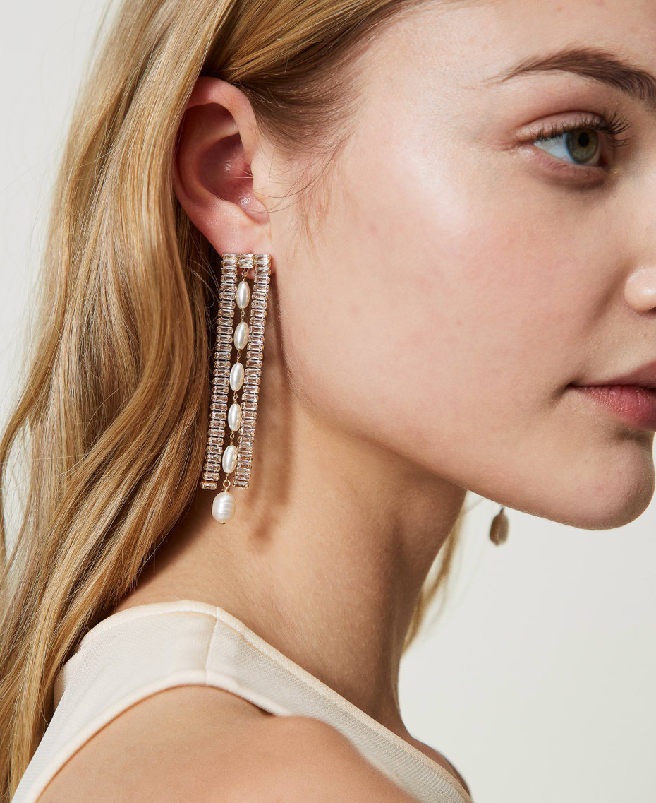 Earrings with rhinestones and pearls Crystal Woman 241TA4510_00888_S0