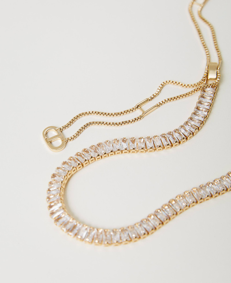 ZORVYN Collana Lunga Donna Argento con Cristalli Strass Brillante Gioielli Moda a Forma di Y Elegante per Maglioni