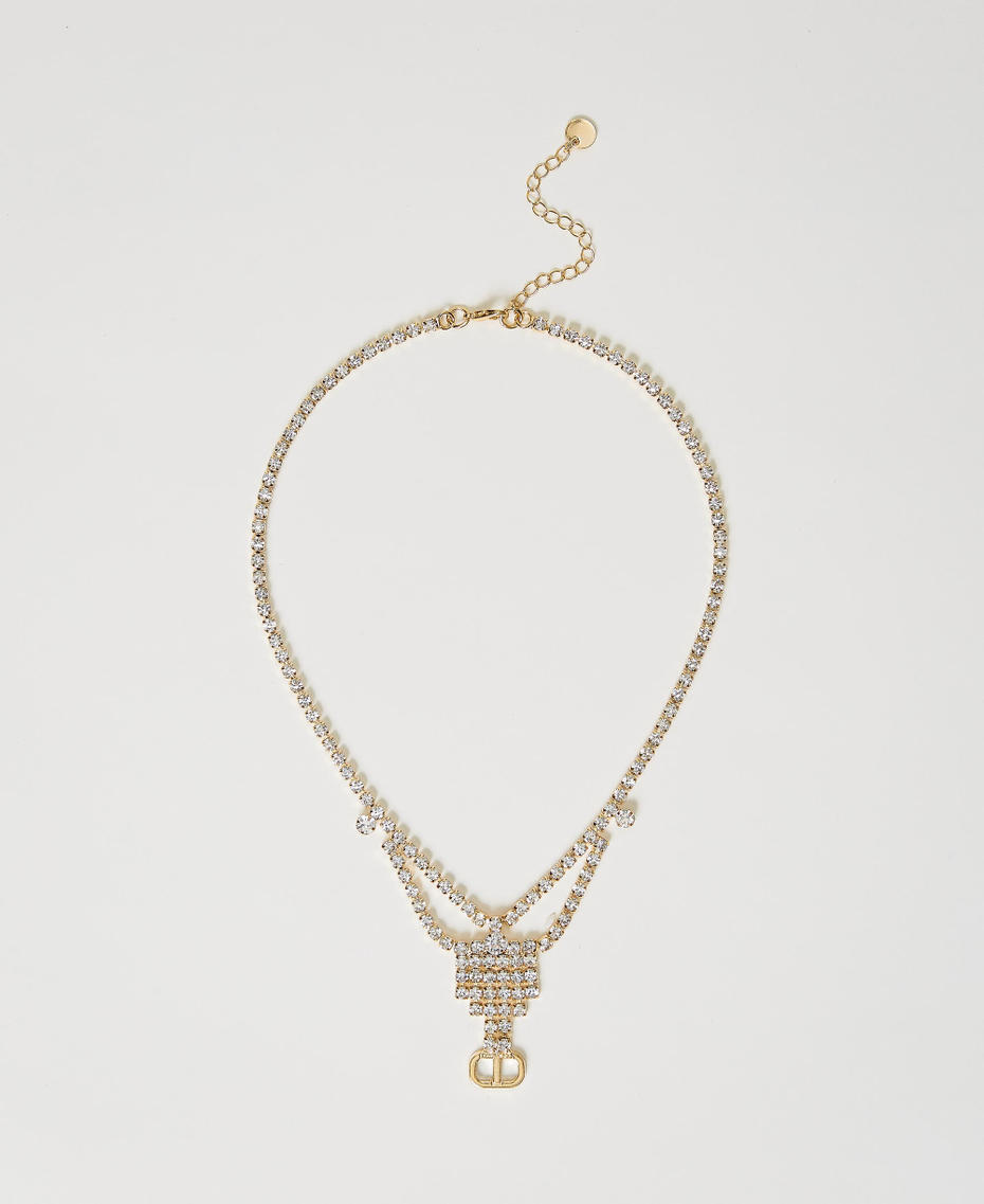 Ожерелье-колье со стразами и Oval T Новый Золотой женщина 241TA4542-01