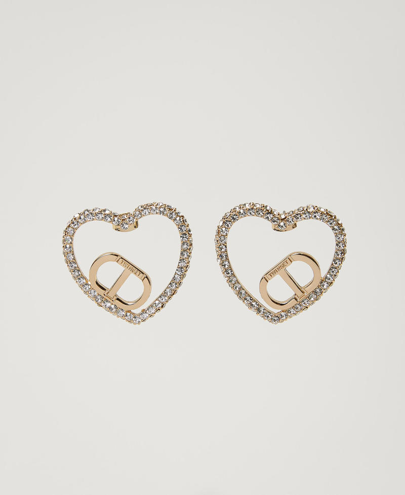 Heart-shaped earrings with Oval T and rhinestones