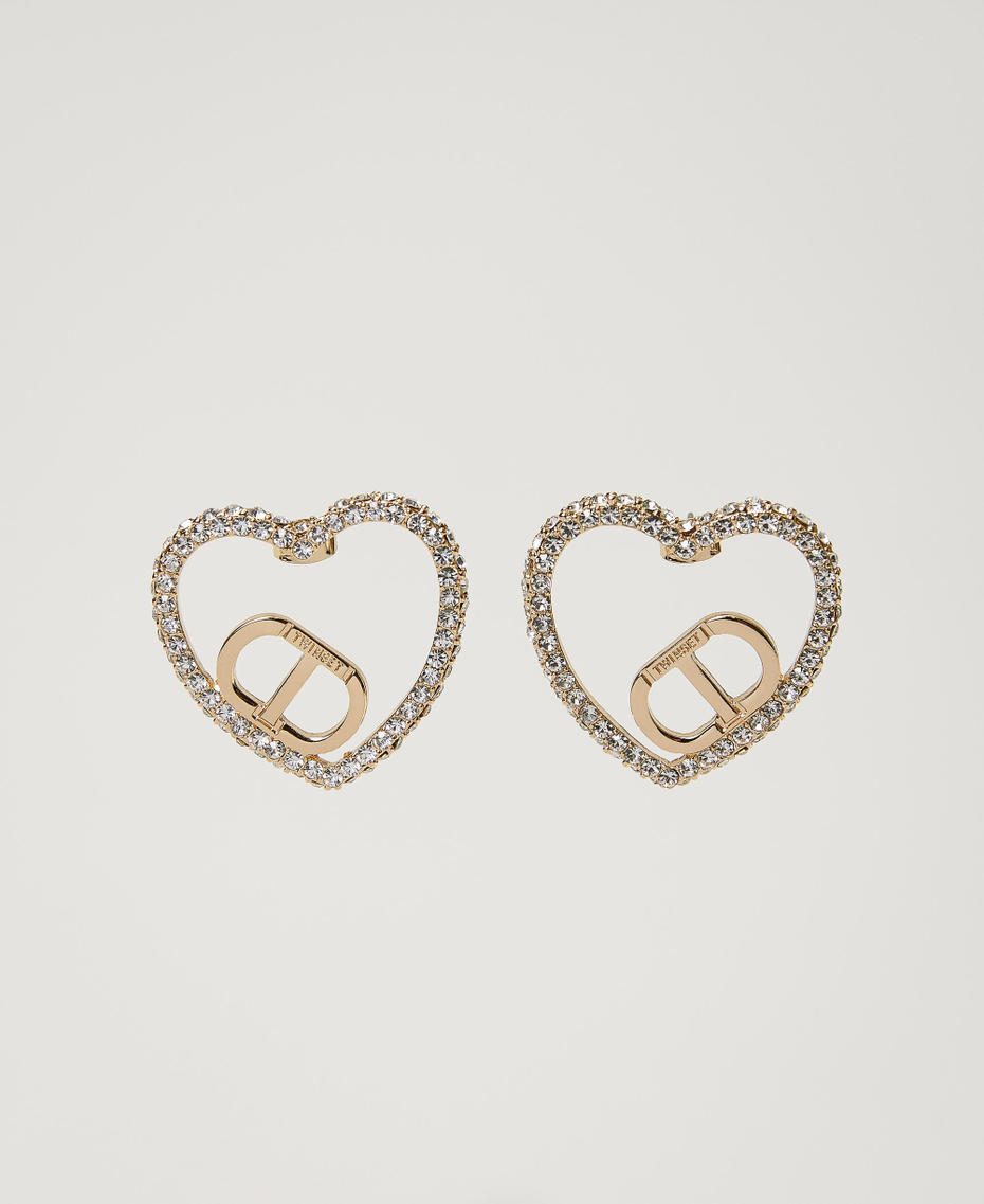 Heart-shaped earrings with Oval T and rhinestones Crystal Woman 241TA4550-01