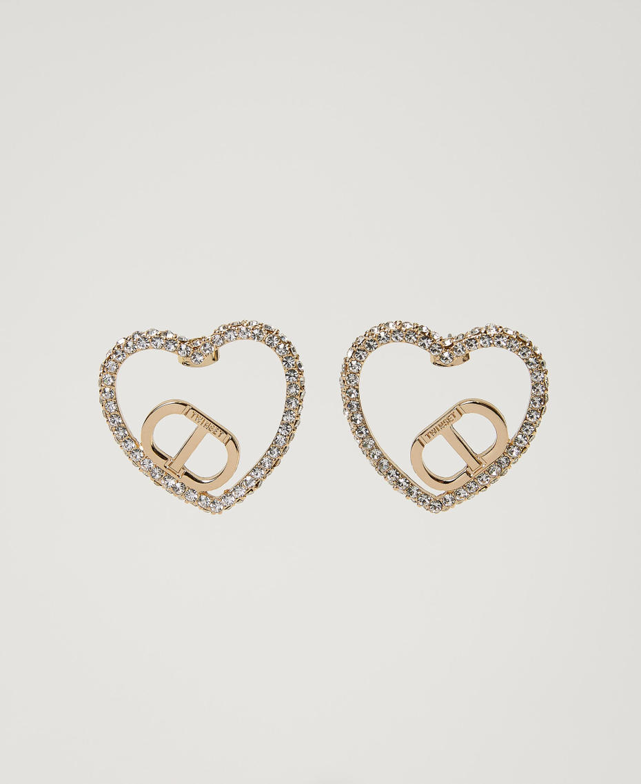 Heart-shaped earrings with Oval T and rhinestones
