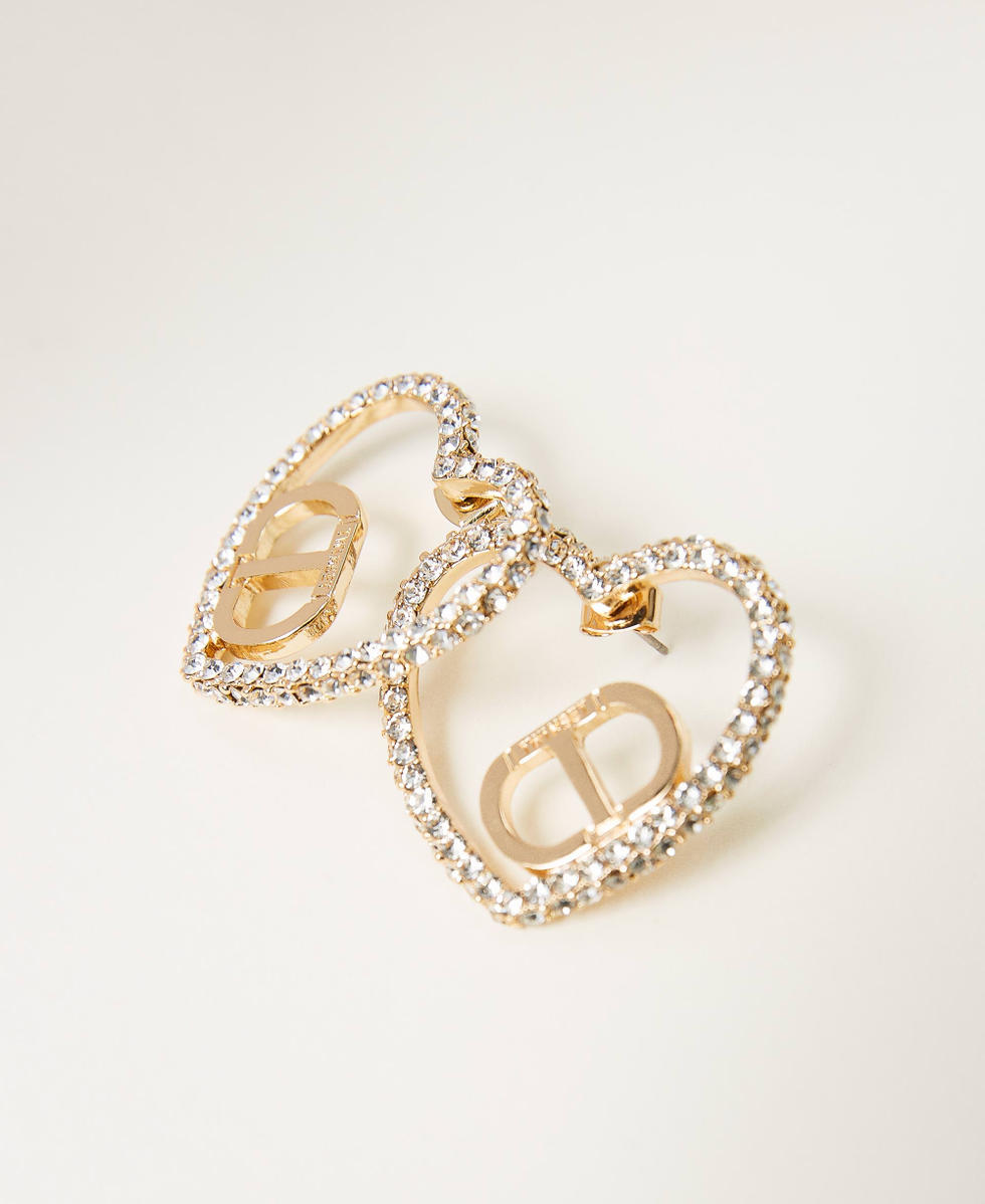 Heart-shaped earrings with Oval T and rhinestones Woman