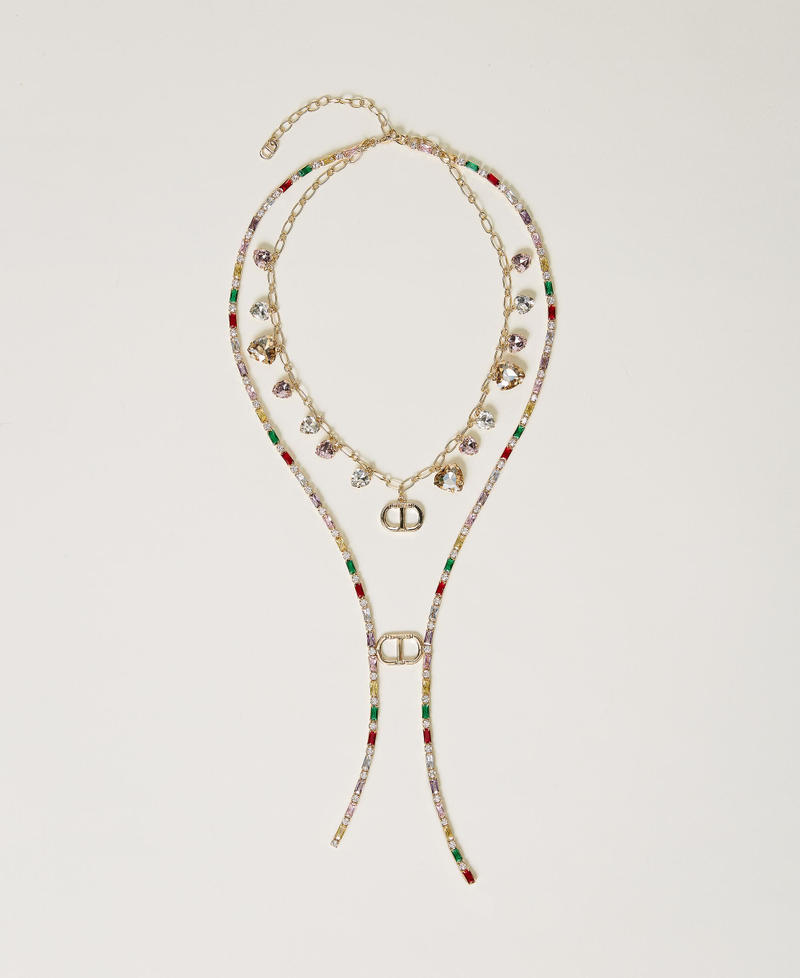 Комплект ожерелий со стразами и Oval T Новый Золотой женщина 241TA4551-01