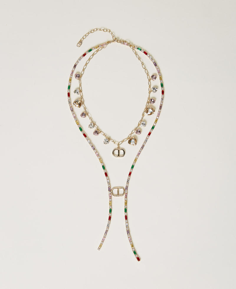 Necklace set with rhinestones and Oval T