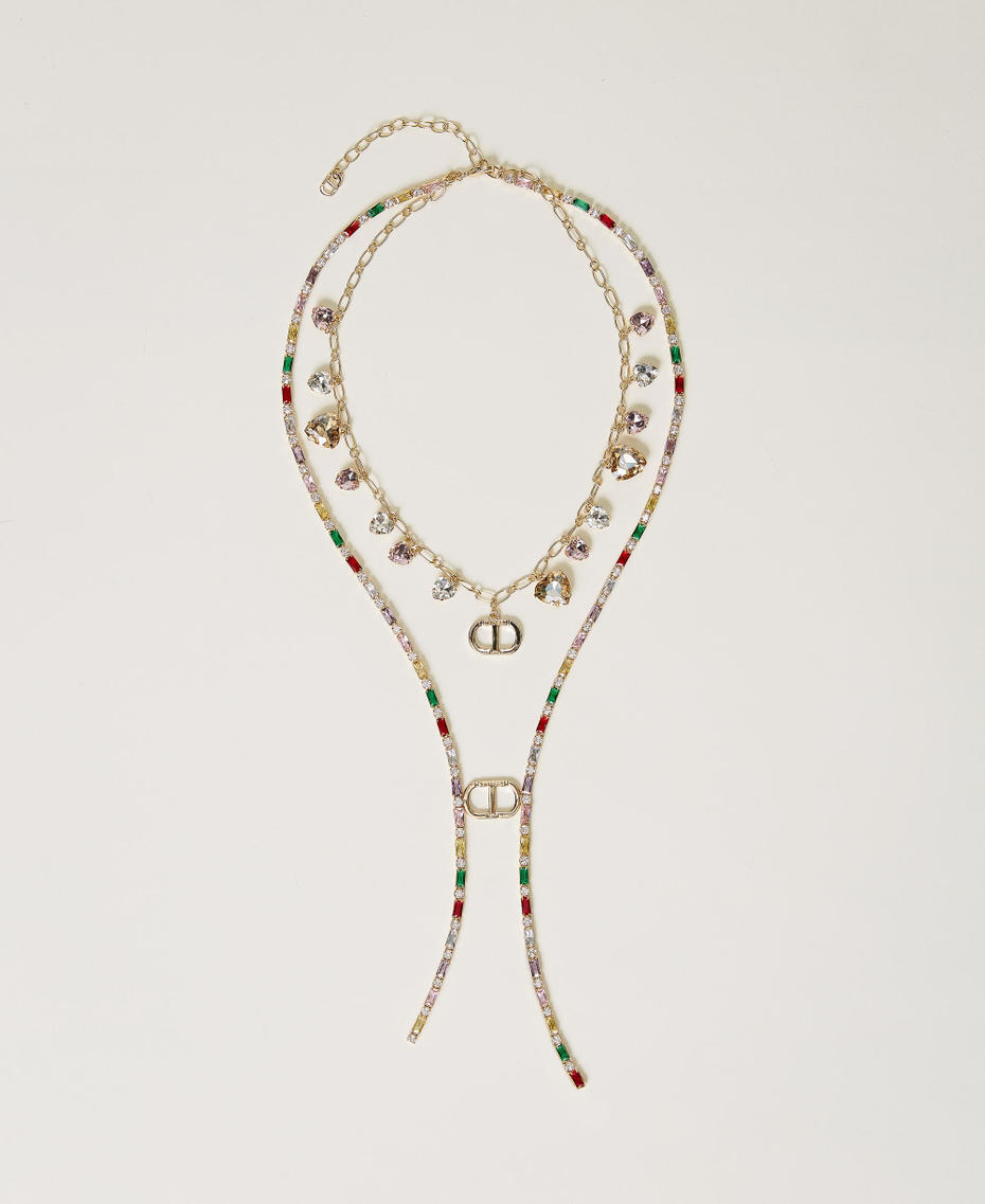 Necklace set with rhinestones and Oval T