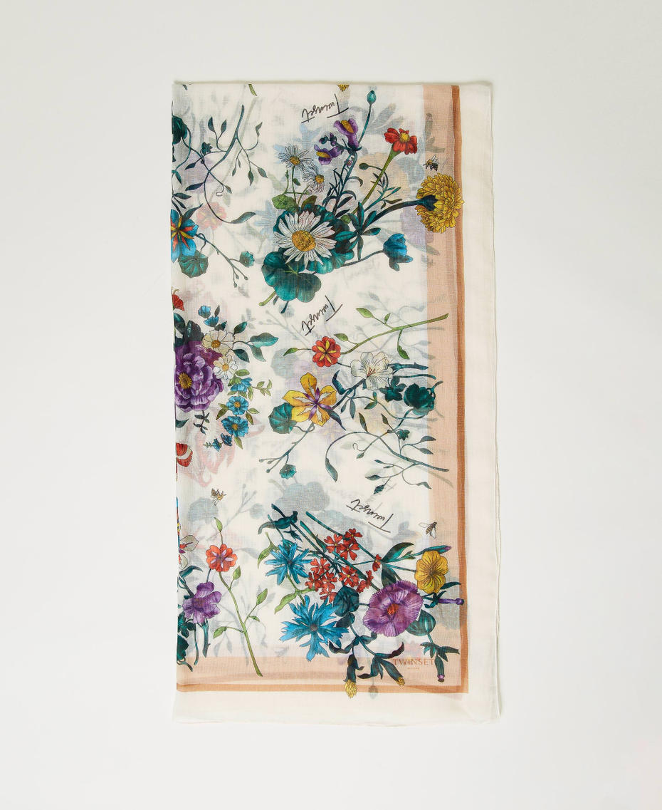 Stola mit platziertem Blumenprint Print Flowers Multicolors Schnee Frau 241TA4610-01