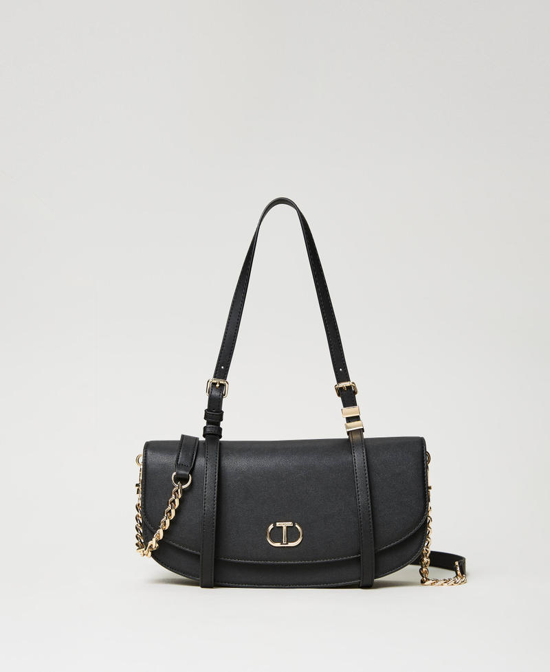 Borsa a tracolla con patta e Oval T Nero Donna 241TB7063_00006_01