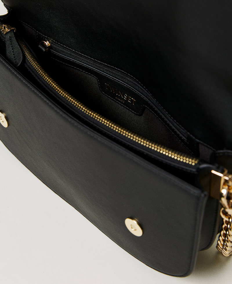 Borsa a tracolla con patta e Oval T Nero Donna 241TB7063_00006_04