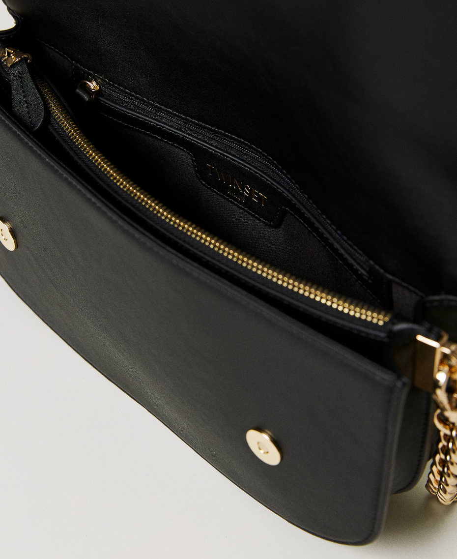 Borsa a tracolla con patta e Oval T Nero Donna 241TB7063_00006_04