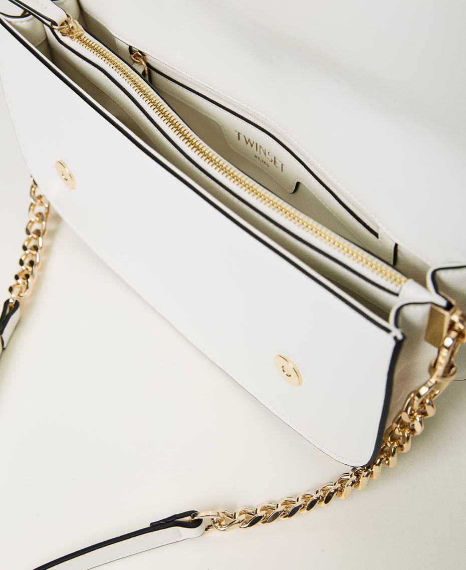 Shoulder bag with flap and Oval T White Snow Woman 241TB7063_00282_04