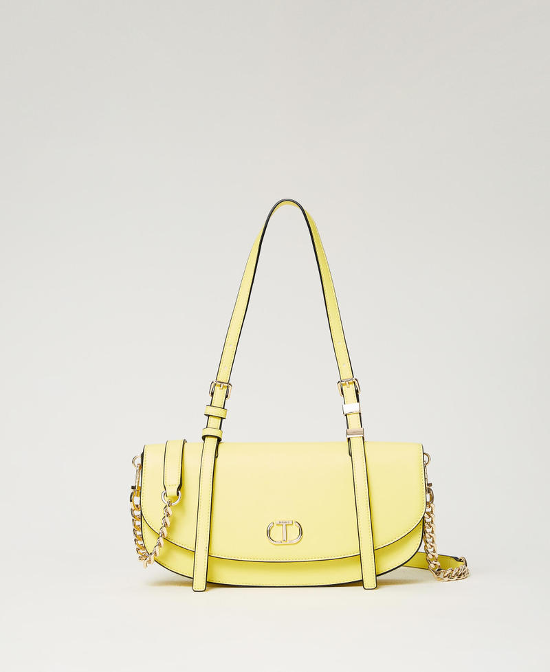 Shoulder bag with flap and Oval T &ldquo;Light Lemon&rdquo; Yellow Woman 241TB7063_04615_01