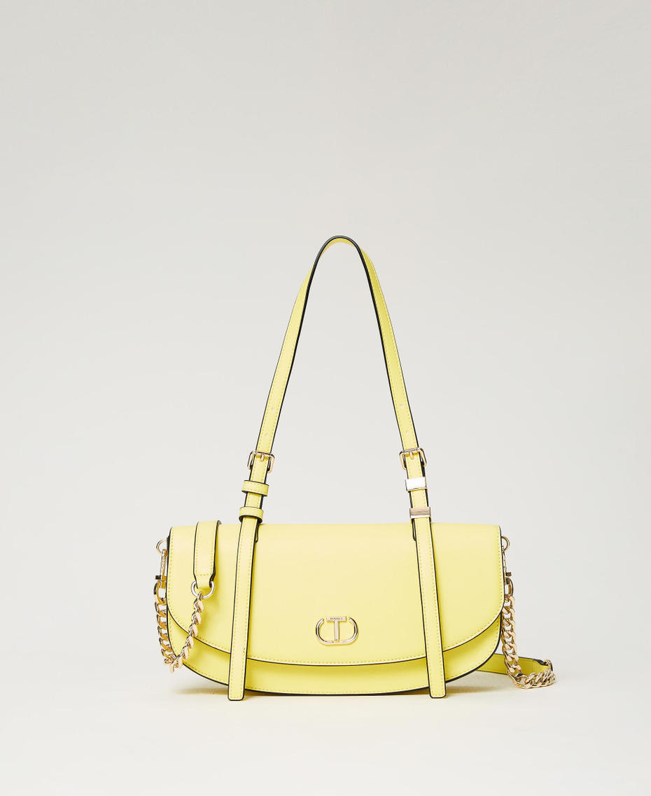 Shoulder bag with flap and Oval T &ldquo;Light Lemon&rdquo; Yellow Woman 241TB7063_04615_01