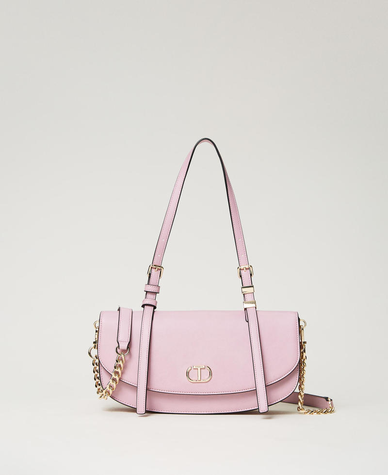 Shoulder bag with flap and Oval T "Prism Pink" Woman 241TB7063-01
