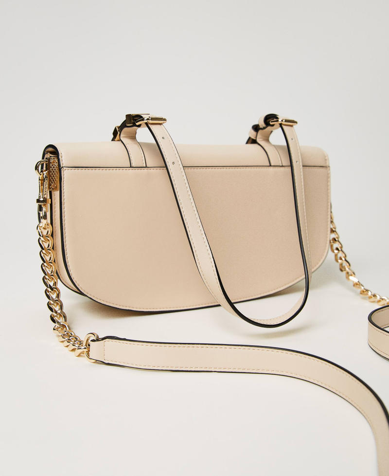 Borsa a tracolla con patta e Oval T Beige "Almond Milk" Donna 241TB7063_11308_03