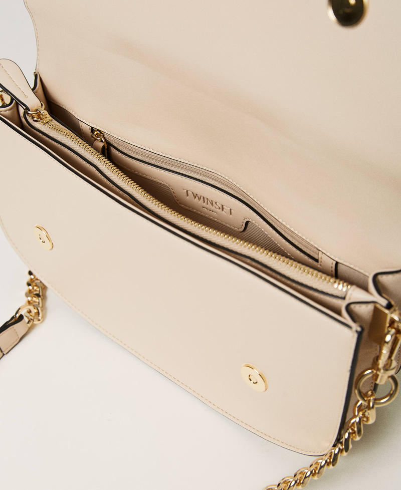 Borsa a tracolla con patta e Oval T Beige "Almond Milk" Donna 241TB7063_11308_04