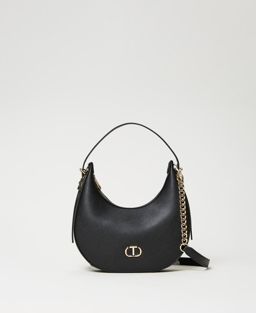 Hobo bag with Oval T Black Woman 241TB7066_00006_01