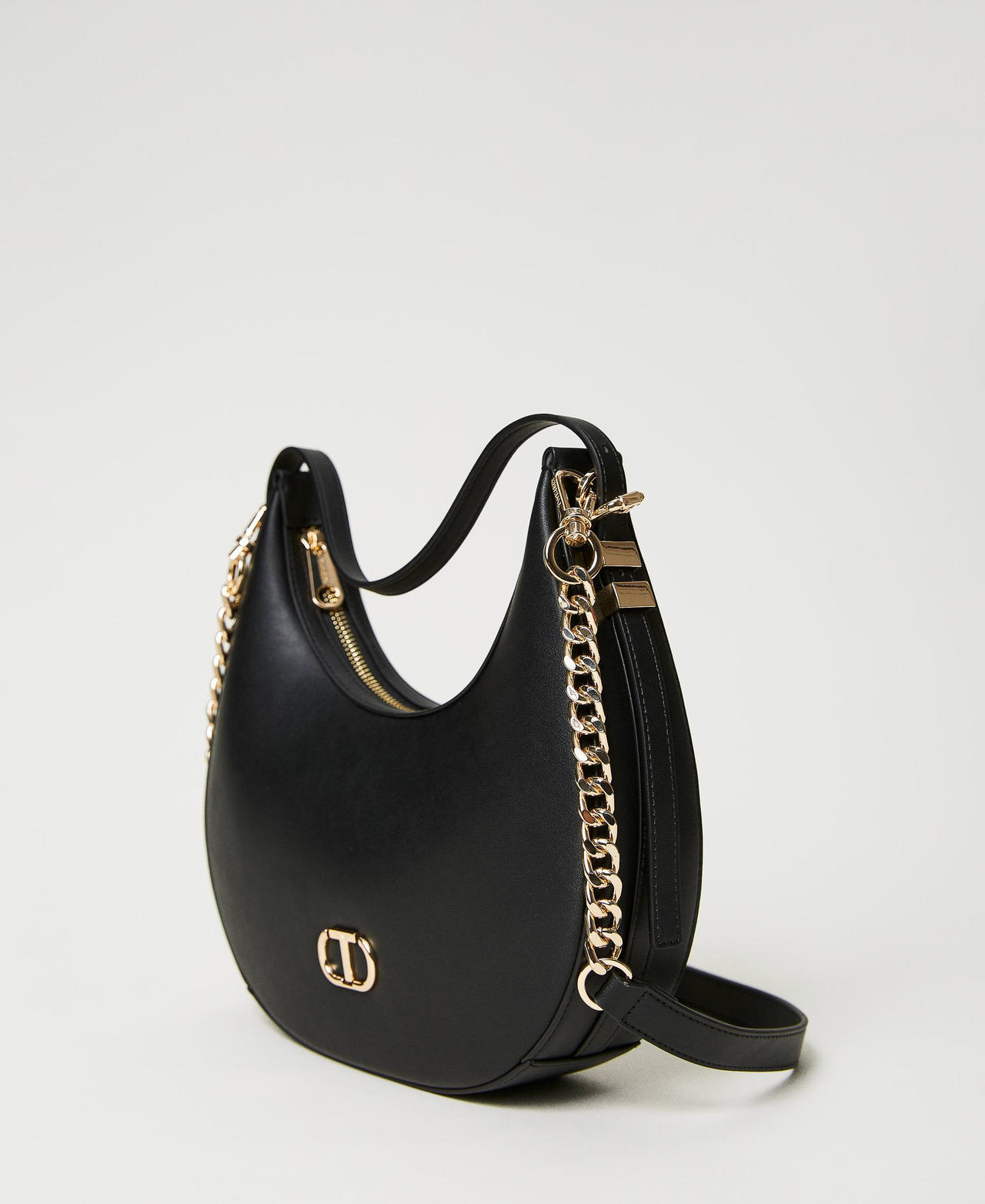 Hobo bag with Oval T Black Woman 241TB7066_00006_02