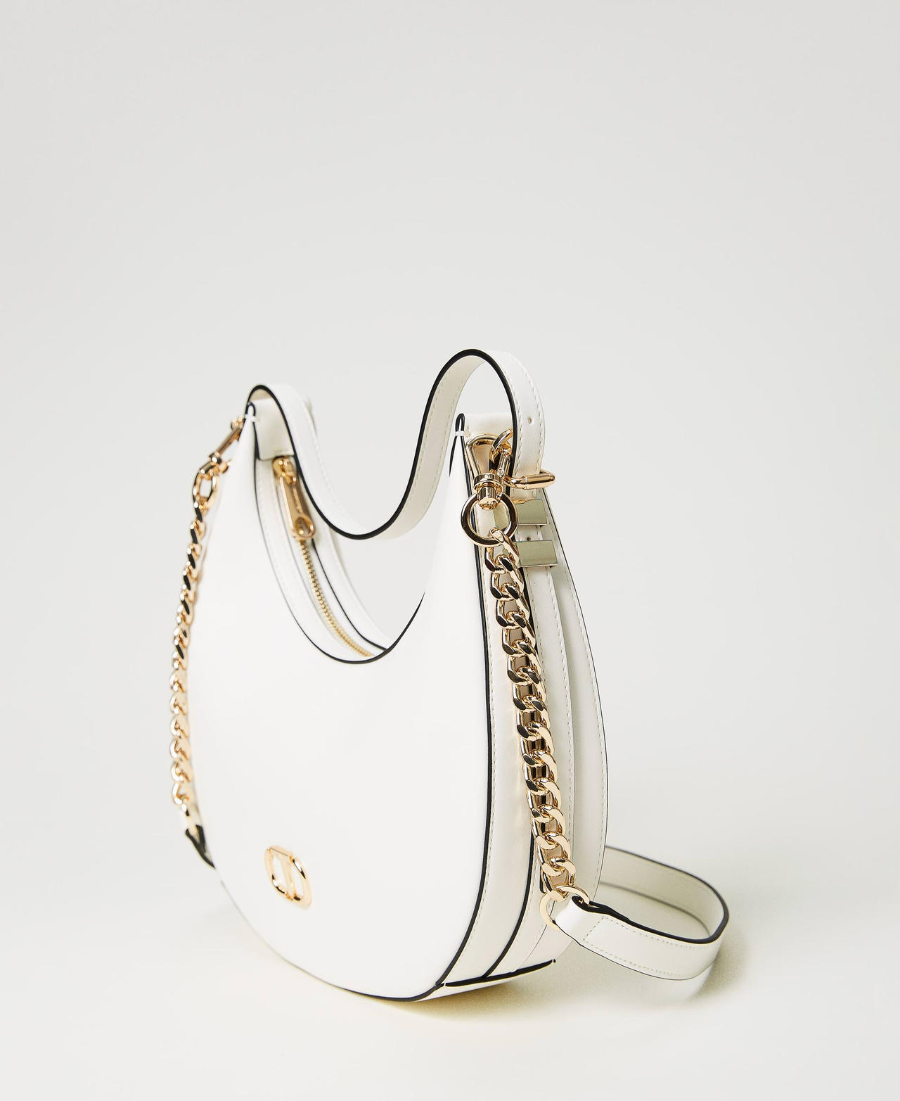 Hobo-Bag mit Oval T Wei&szlig; Schnee Frau 241TB7066_00282_02